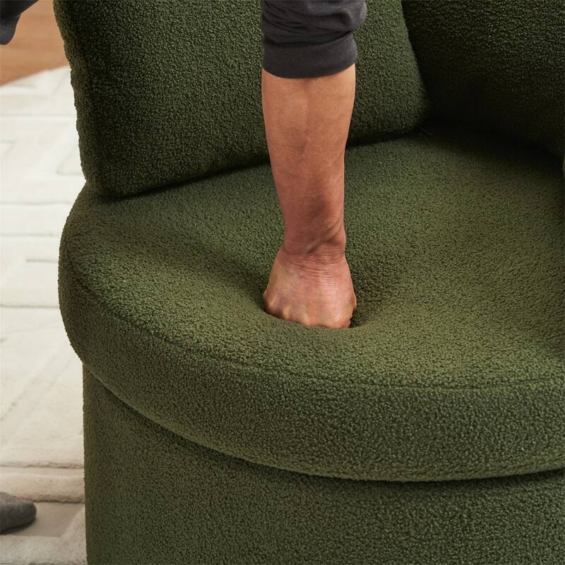 Teddy Fabric Swivel and Storage Chair w/ Back Cushion for Living Room