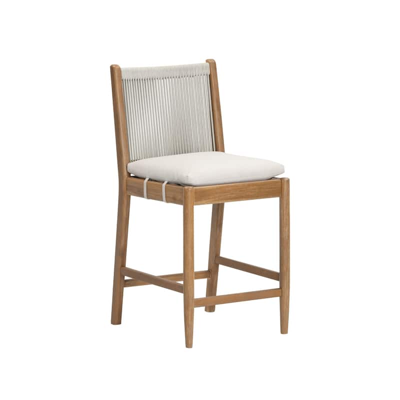 Kayden Outdoor Dining Chair or Bar Stool, Porch Chair with Solid Wood Acacia Wood Frame, Foam Cushion and Woven Rope Backrest