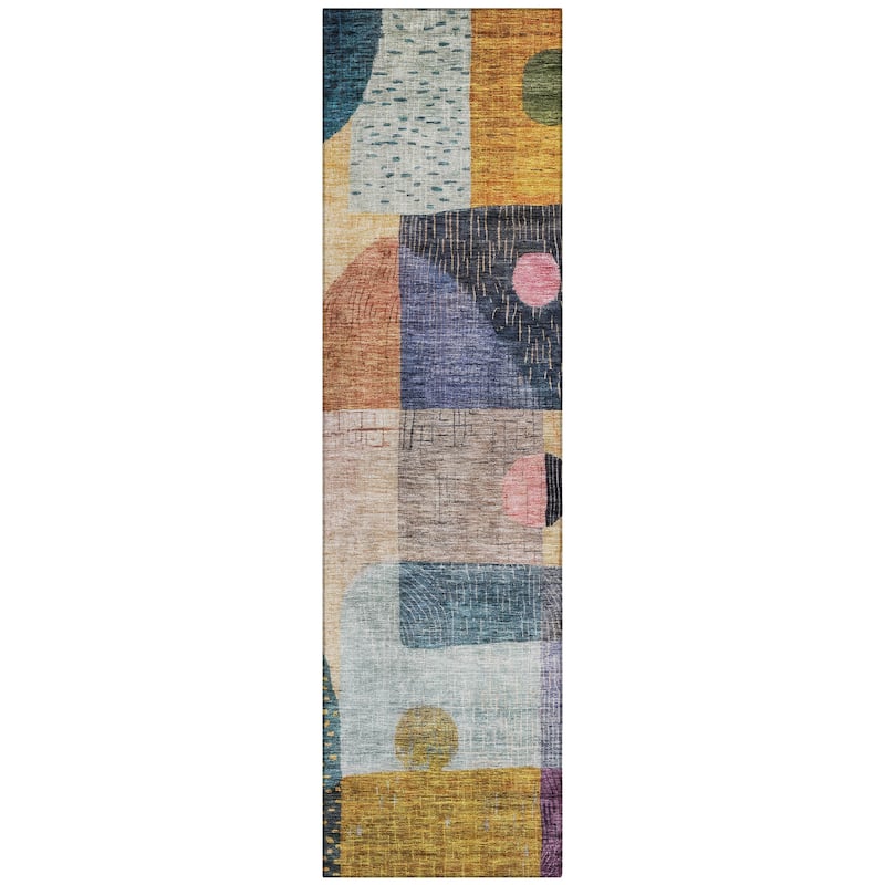 Machine Washable Indoor/ Outdoor Contemporary Geo Chantille Rug