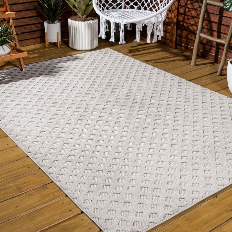 JONATHAN Y Citta High-Low Pile Mini-Diamond Trellis Indoor/Outdoor Area Rug