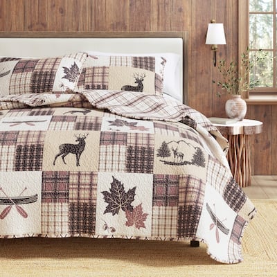 Linery & Co. Rustic Lodge Patchwork Microfiber Quilt Set With Shams