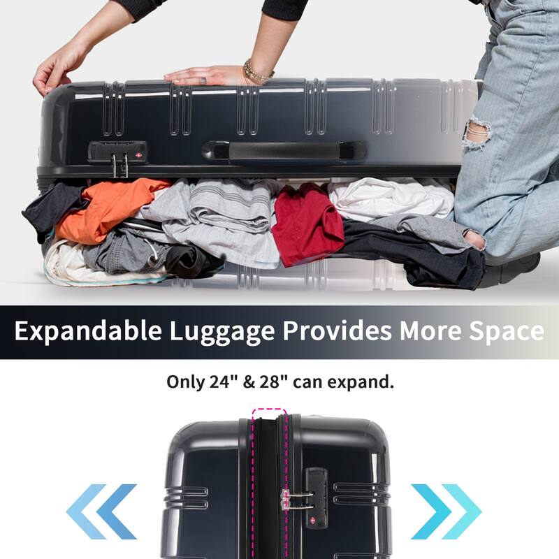 Gradient Color Hardshell Luggage Set with TSA Lock and Spinner Wheels - Expandable Lightweight Travel Suitcases 20", 24", 28"