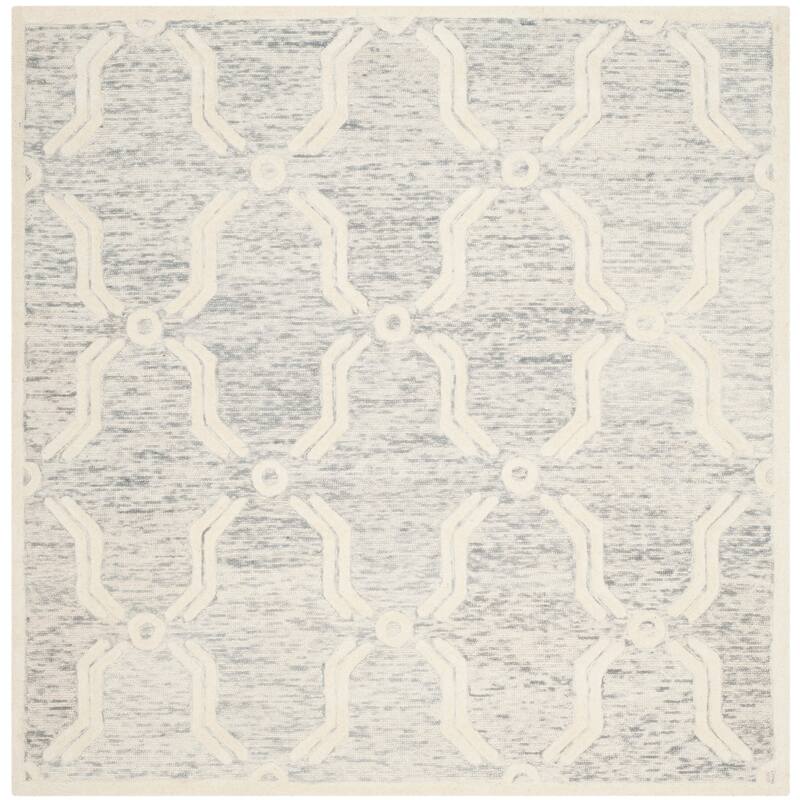 SAFAVIEH Handmade Cambridge Atifa Modern Wool Rug - 6' Square - Light Grey/Ivory
