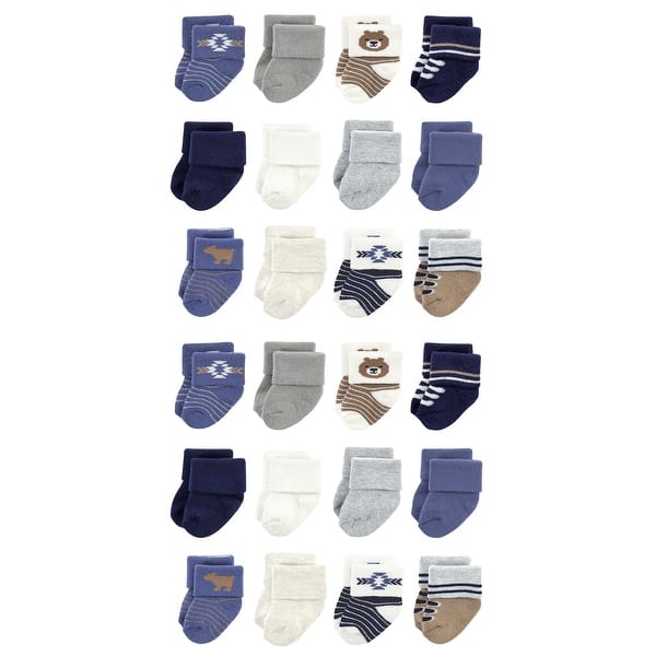 slide 1 of 1, Hudson Baby Cotton Rich Baby Terry Socks 24-Pack, Bear 0-6 Months - Bear