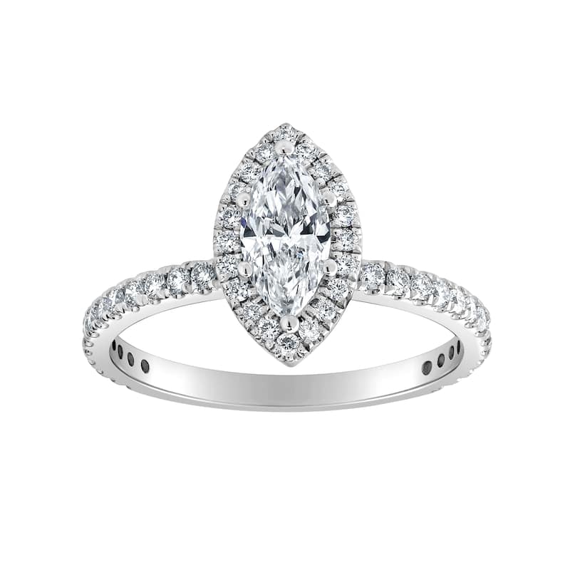 Auriya 14k-White Gold Lab Grown Halo-Marquise Diamond Engagement Ring 1.00 ct. tw. (E-F VS)