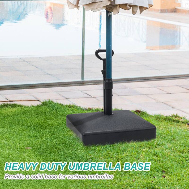 Aoodor Patio Umbrella Base Heavy Duty with Wheels and Pull Rod - Black