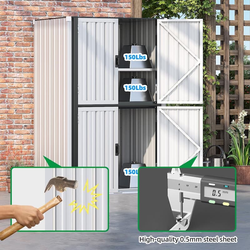 AECOJOY Outdoor Storage Cabinet Water-proof Shed for Patio