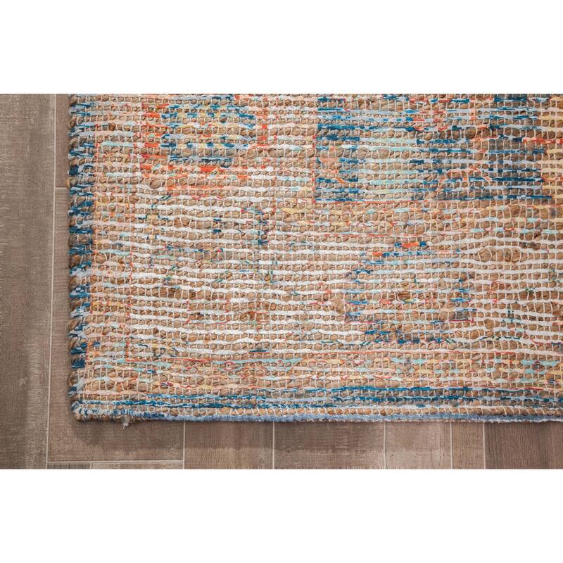Jani Lucy Blue Floral Jute/Chenille Area Rug
