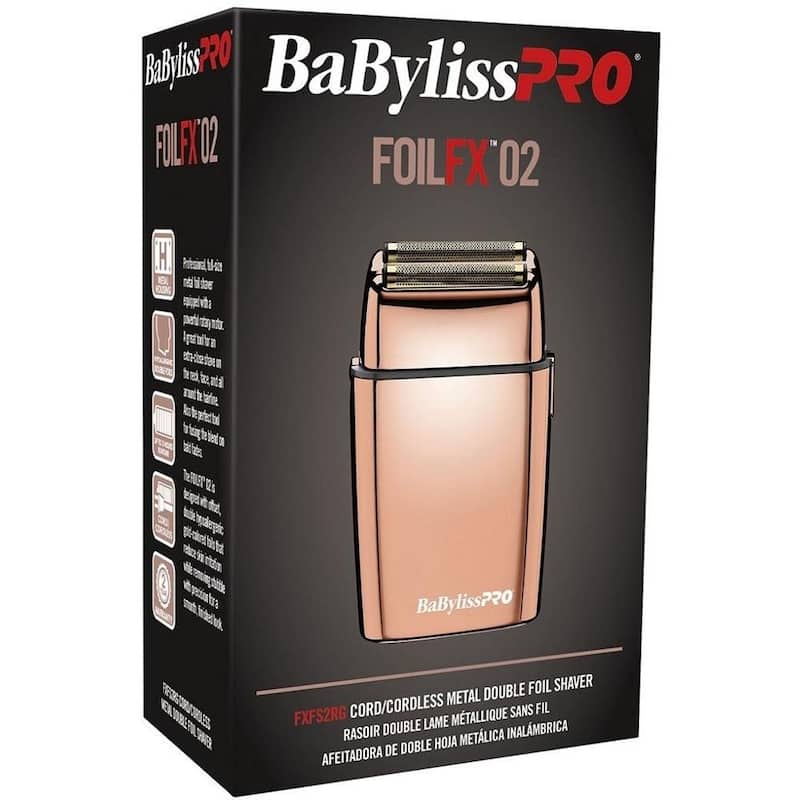 BaByliss Pro FOILFX02 Cordless Rose Gold Double Foil Shaver FXFS2RG + RoseFX Metal Comb Set 9" Clipper Comb & 7.5" Cutting Comb