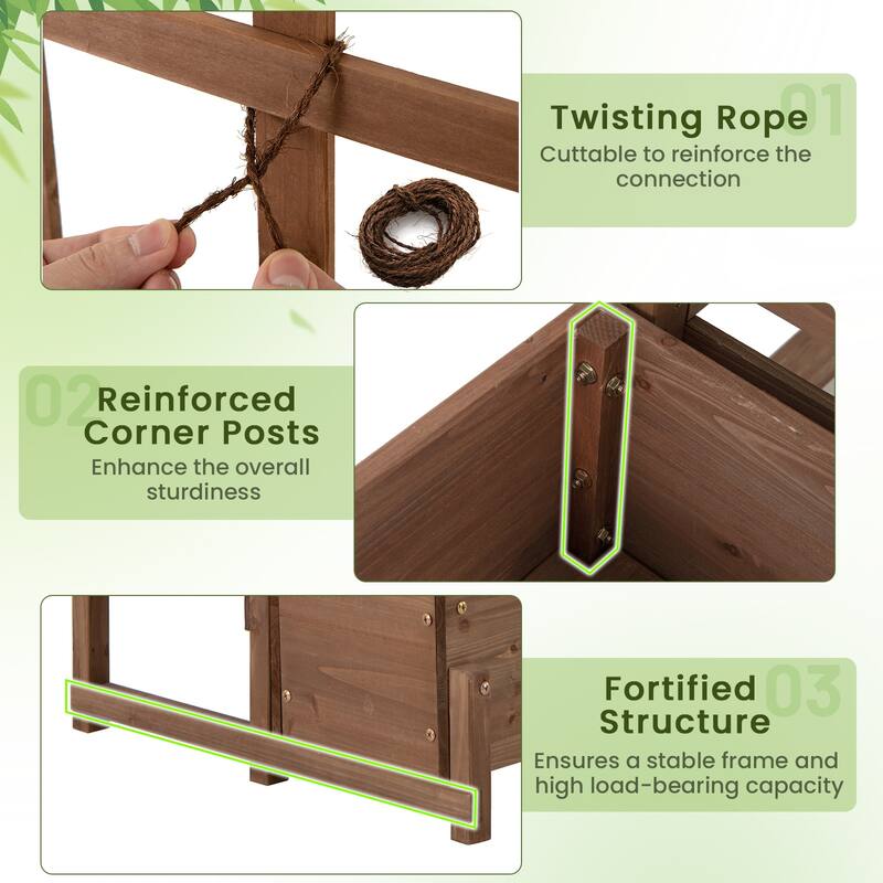 Gymax 2PCS Raised Garden Bed w/Trellis Drainage Holes Legs Twisting