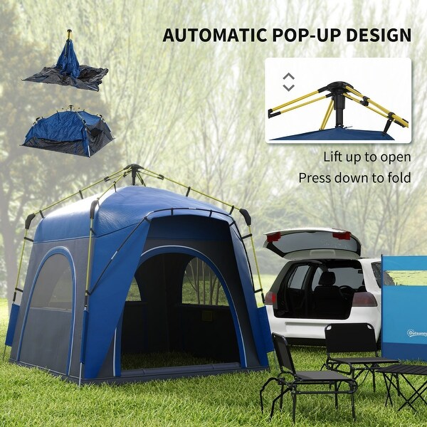 Outdoor Pop-up Camping Tent with Two Storage Pockets, Windows and