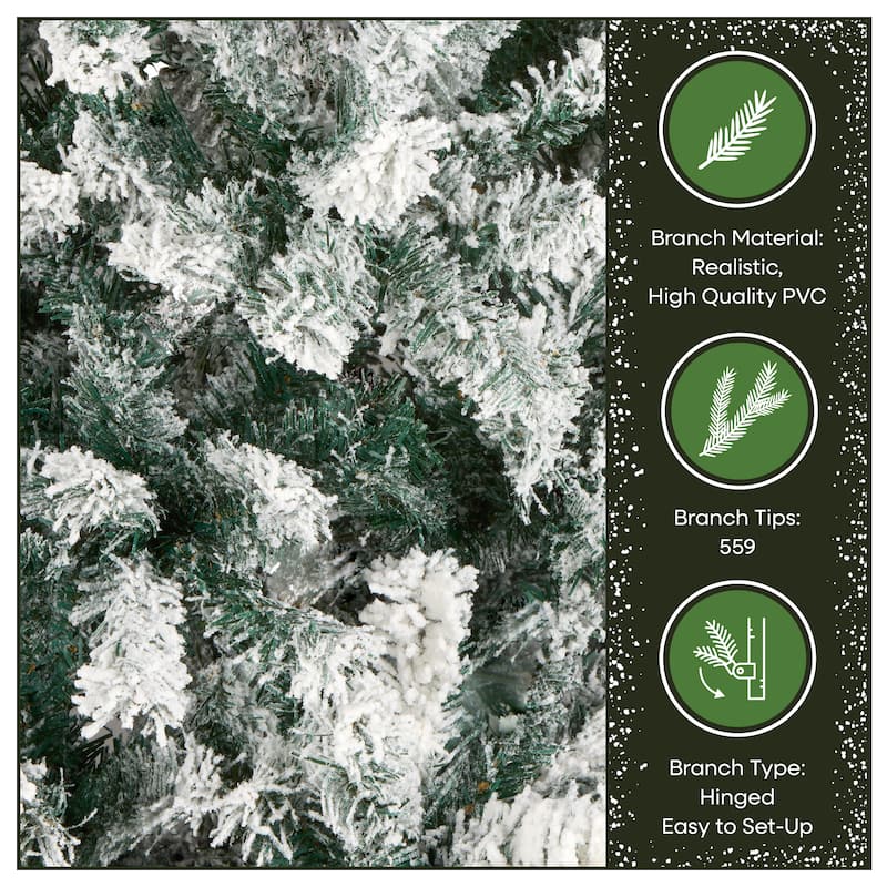 National Tree Company 6 ft Acacia Flocked Artificial Christmas Tree, Unlit, Pencil Profile, Includes Metal Stand - 6 Foot