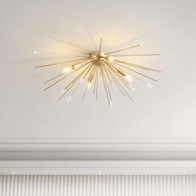 Sandra 4-light Gold Sputnik Crystal Flush Mount - 29 inches in Diameter x 9.8 inches H