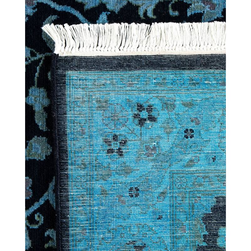 Overton Hand Knotted Wool Vintage Inspired Modern Contemporary Overdyed Blue Area Rug - 3' 1" x 5' 4"