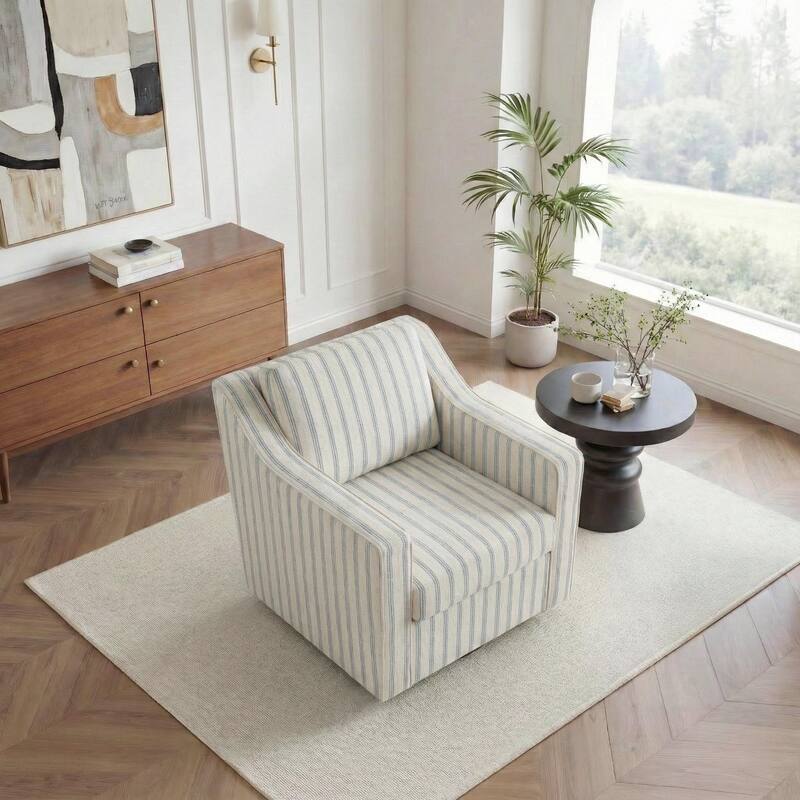 30'' W Vegan Leather/ Chenille Swivel Accent Chair