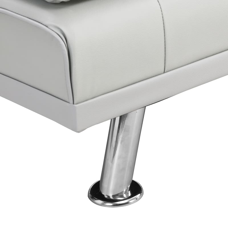 White 66.1" PVC Loveseat Sofa Bed with Wood Frame and Stainless Leg for Living Room