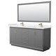 preview thumbnail 28 of 45, Strada 72-Inch Double Vanity Set, Cultured Marble Top, 70-Inch Mirror Dark Gray, Bronze Trim, White Cultured Marble Top