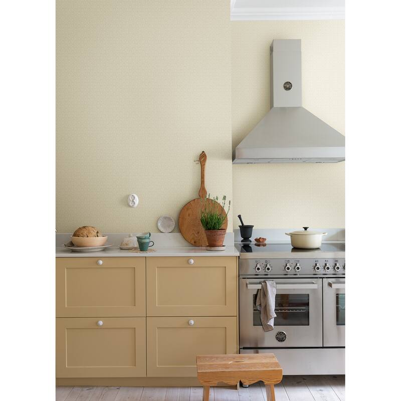 A-Street Prints Athena Cream Scalloped Botanical Wallpaper