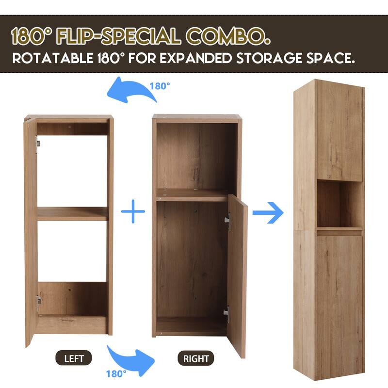 Modern Floating Bathroom Cabinet with Reversible Door & Soft-Close Hinges, Wall-Mounted Side Cabinet Storage Cabinet