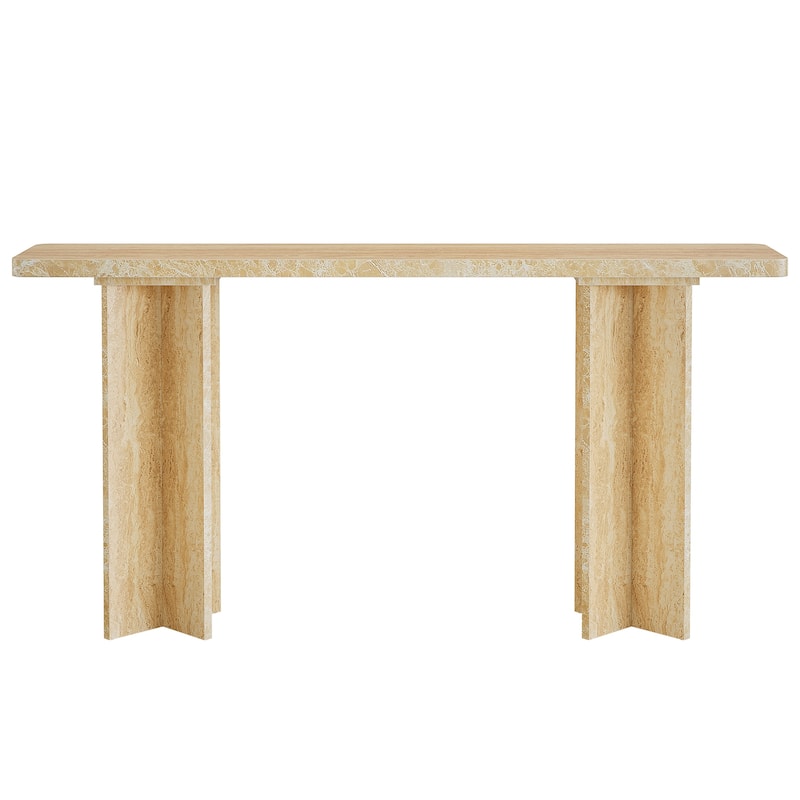 63" Modern Beige Console Table with Crossed Legs for Entryway