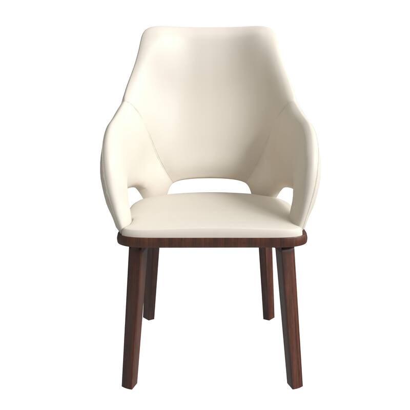 LeisureMod Set of 4 Vivara Leather Dining Chair with Padded Seat - Modern Arm Chair for Home Office Bar & Kitchen