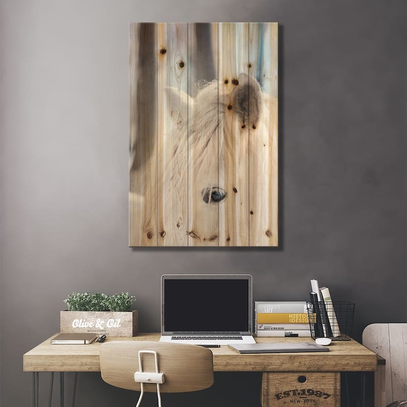 White Horse Print On Wood by Chelsea Victoria - Multi-Color