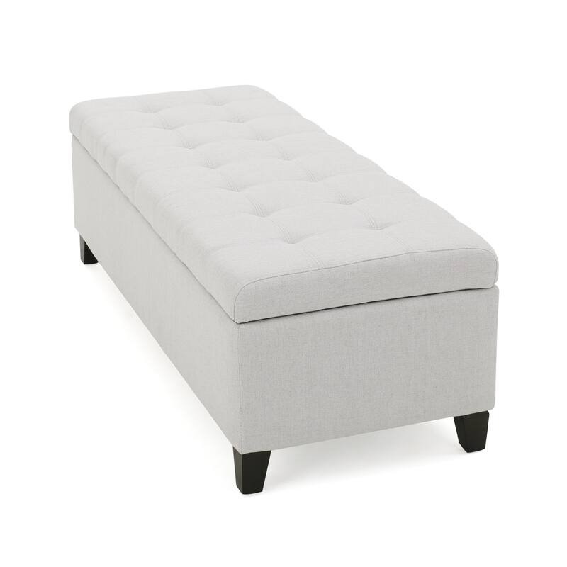 Tufted Linen Fabric Storage Bench by Harper&Bright Designs