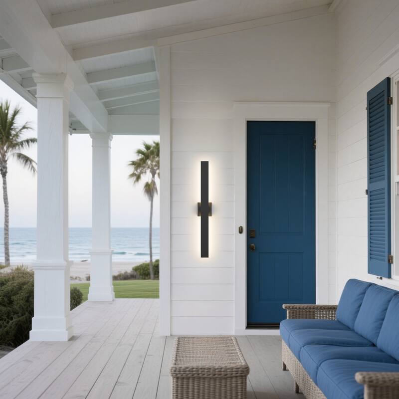 1-Light Black/White Aluminum LED Outdoor Wall Sconce