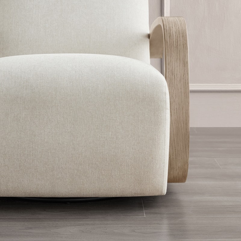 Eli Swivel Accent Chair with U-Shaped Wood Arm