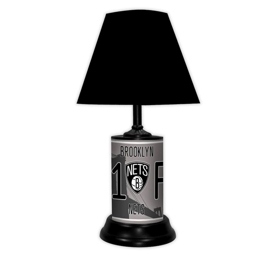 NBA 18-inch Desk/Table Lamp with Shade, #1 Fan with Team Logo - Brooklyn Nets - 18x10x10