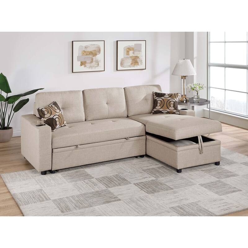 Poundex Convertible Sectional - Beige
