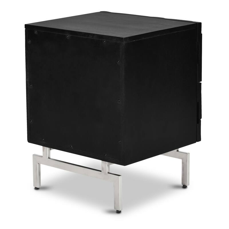 Poly & Bark Geo Nightstand - Handcrafted Solid Wood with Stainless Steel Legs