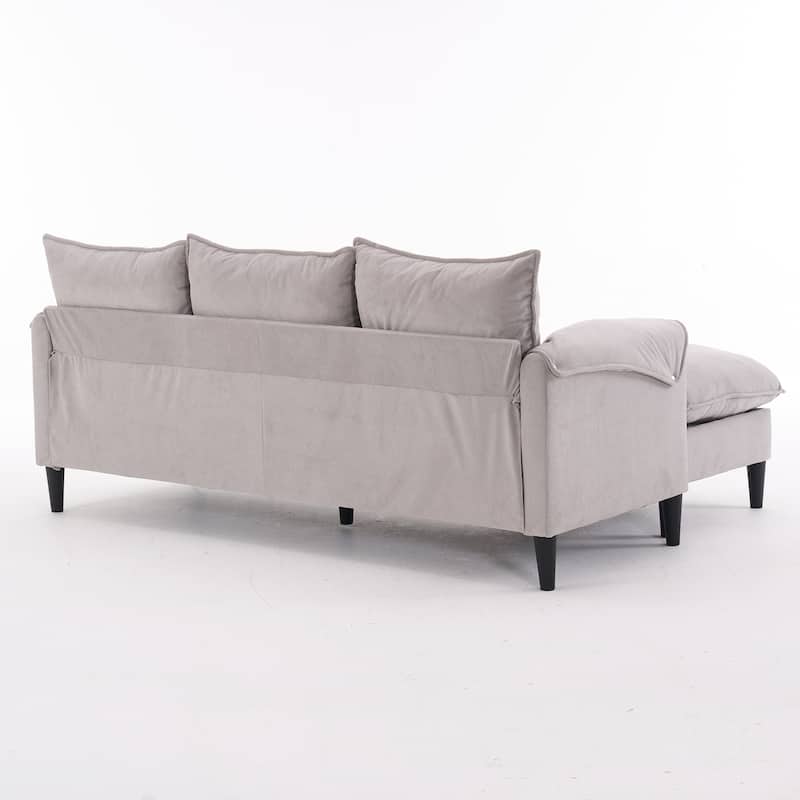 L-Shaped Modular Sectional Sofa with Storage Ottoman, Convertible Sofa with Waterfall Armrests, Comfy 3-Seater Cloud Sofa
