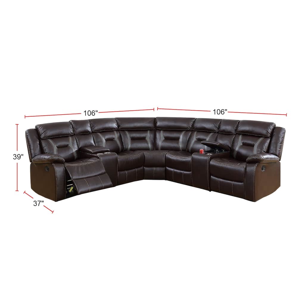 Leatherette Motion Sectional Sofa