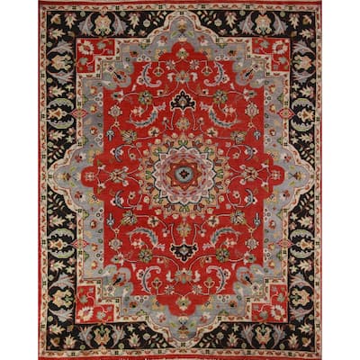 Red Heriz Serapi Indian Area Rug Handmade Wool Carpet - 8'0" x 9'9"
