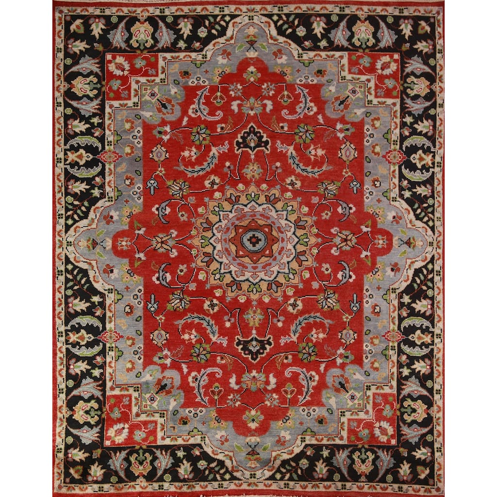 Red Heriz Serapi Indian Area Rug Handmade Wool Carpet - 8'0" x 9'9"