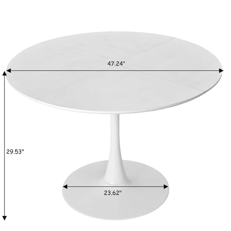 47.24" Round Dining Table with Solid Wood Grain Table Top, Metal Base