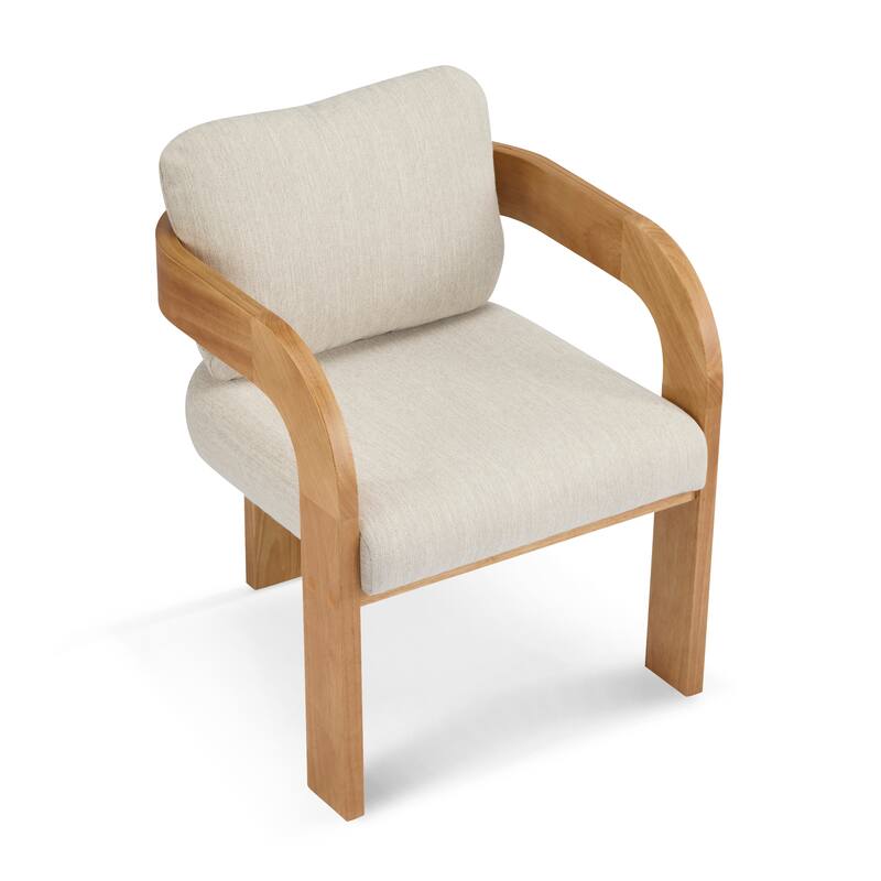 2-Pack Green Boucle Dining Chairs - Pillow Back Support & Natural Solid Wood Frame, Set of Two