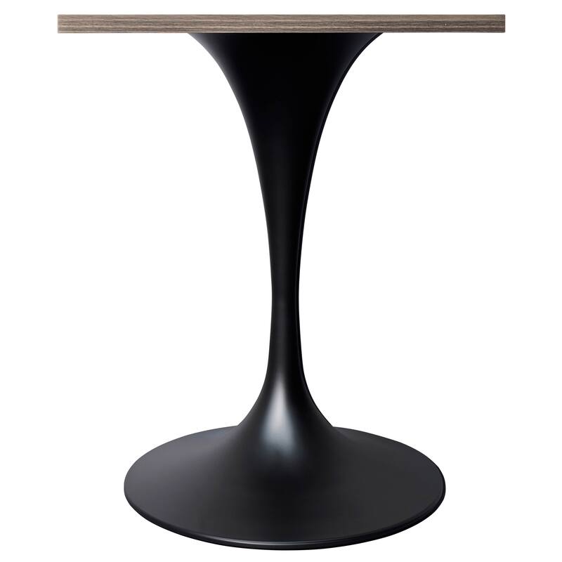 Verve 24 in. Wide Dining Table Square MDF Wood Tabletop in Black Stainless Steel Pedestal Base Accent Kitchen Table