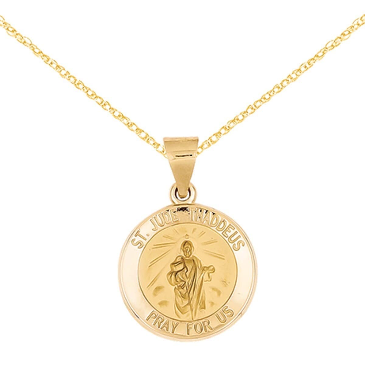 14K Yellow Gold St. Jude Thaddeus Medal Pendant with 18-inch Cable 