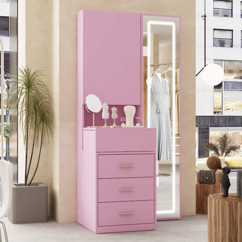 Dresser LED-Lit Vanity Dressing Cabinet with Full-Length Mirror