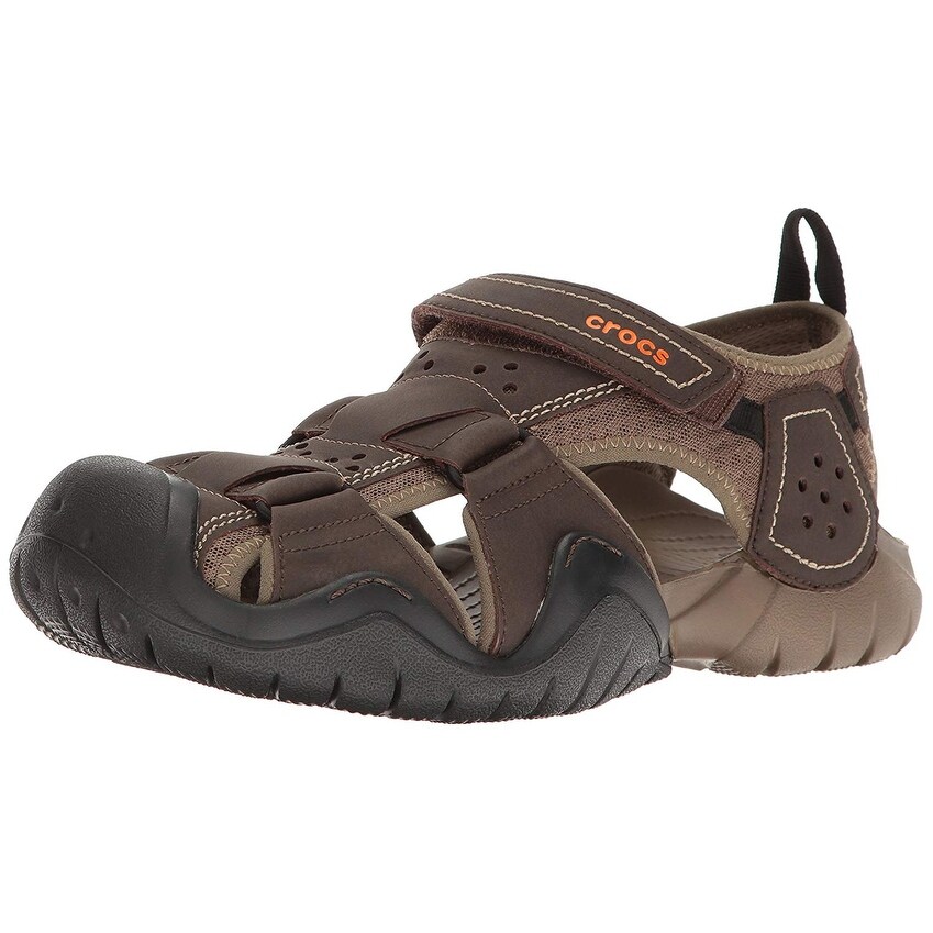 crocs men's swiftwater leather 2.0 fisherman sandals