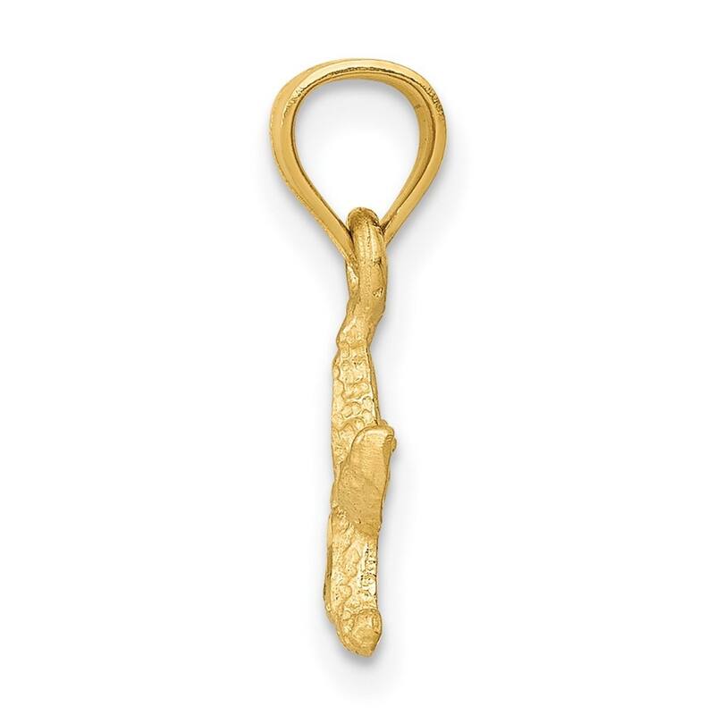 Curata 14k Yellow Gold 18" Satin Textured Sparkle-Cut StarFish Pendant Necklace - 15.7x8.8mm