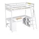 preview thumbnail 9 of 15, White Twin Size Solid Wood Loft Bed with Desk, Blackboard & Drawers