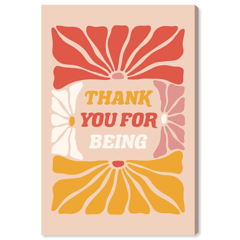 Wynwood Studio Canvas Typography and Quotes Thank You for Being Orange and Dark Orange Bohemian & Eclectic Wall Art Canvas Print
