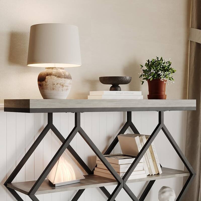 3-Tier Console Table, Entryway Table with Storage Shelf