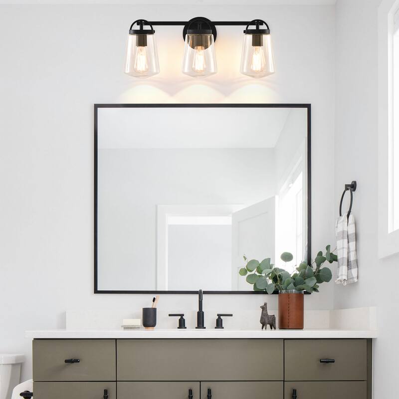 22" Modern 3-Light Glass Bathroom Vanity Light Wall Sconce