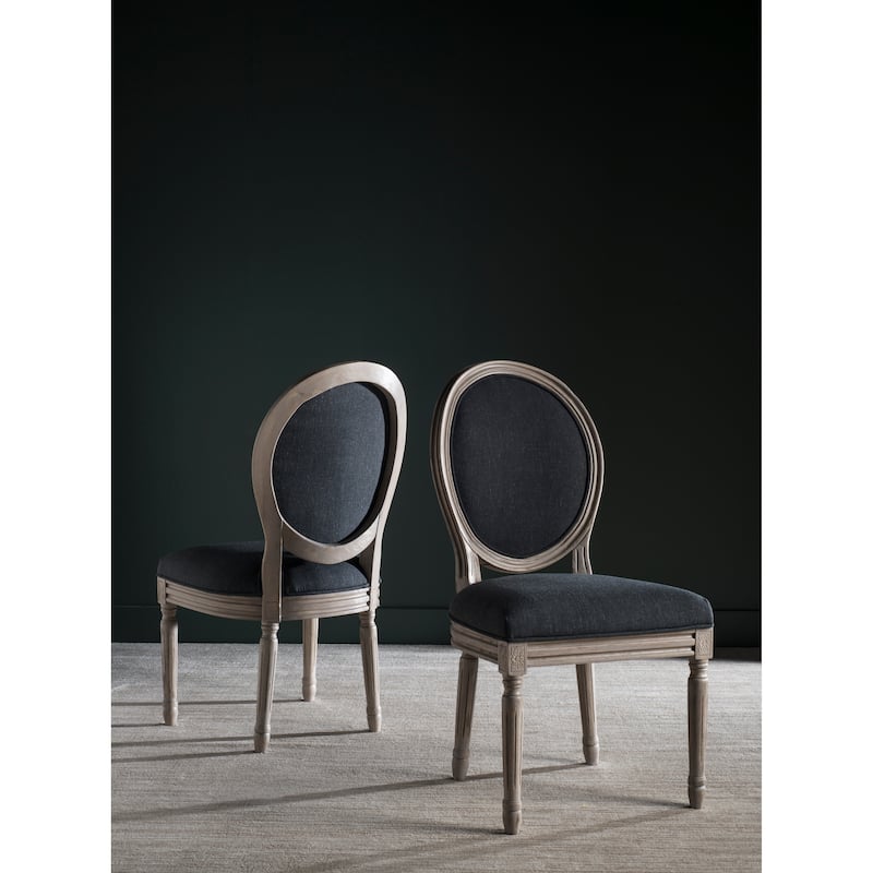 SAFAVIEH Rona Parisian Oval Dining Chair (Set of 2) - 20Wx20Dx39H - Charcoal/Rustic Grey