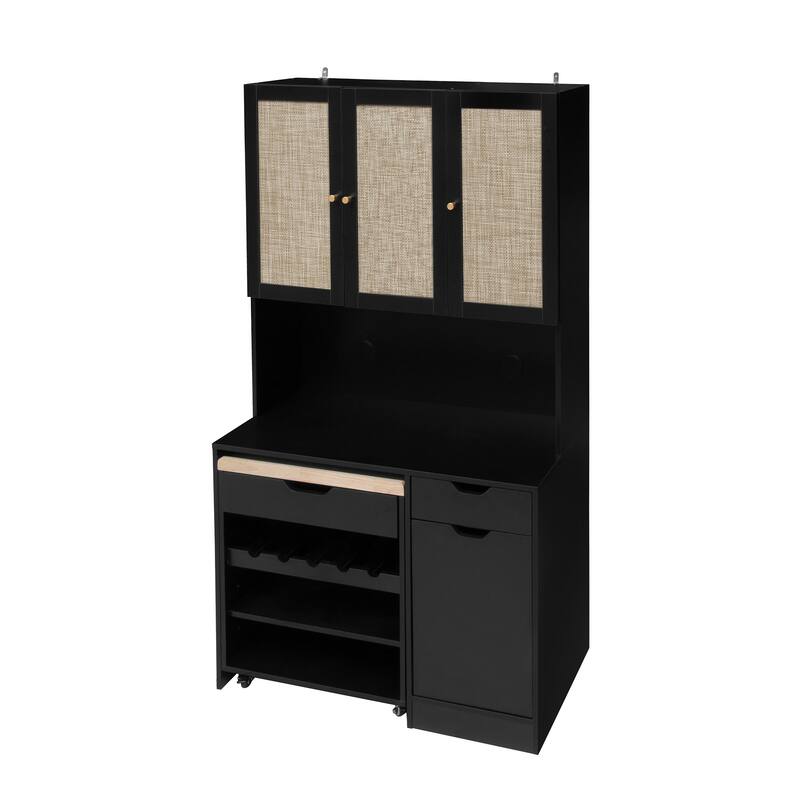 Kitchen Pantry Buffet Cabinet with Kitchen Cart