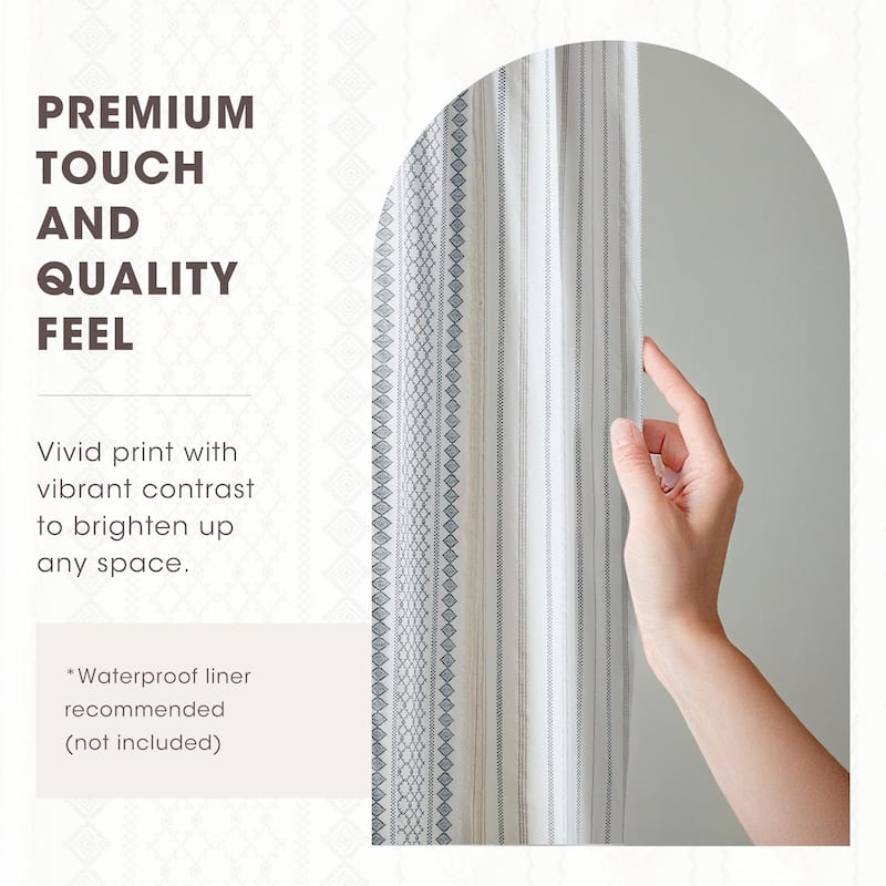 INK+IVY Imani Cotton Printed Shower Curtain with Chenille